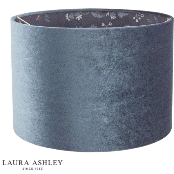 Laura Ashley Portia Drum Shade Blue Velvet 30.5cm/12 Inch