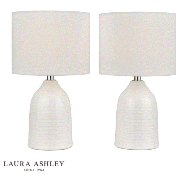 Laura Ashley Penny Twin Pack Table Lamp Cream With Shade