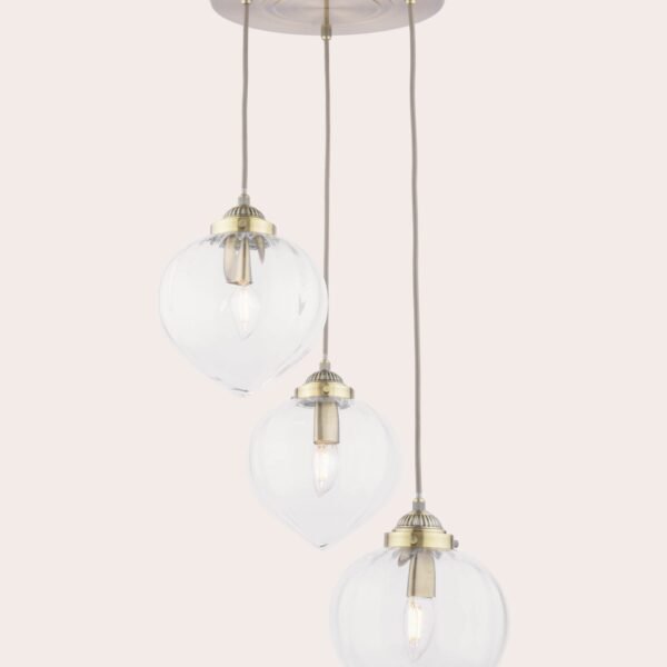 Whitham 3 Light Cluster Pendant Antique Brass