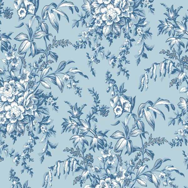 WALLPAPER PICARDY COLOR SKY BLUE, MATTE FINISH