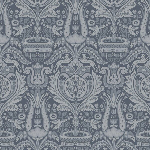WALLPAPER HERALDIC COLOR DARK GRAY BLUE, MATTE FINISH