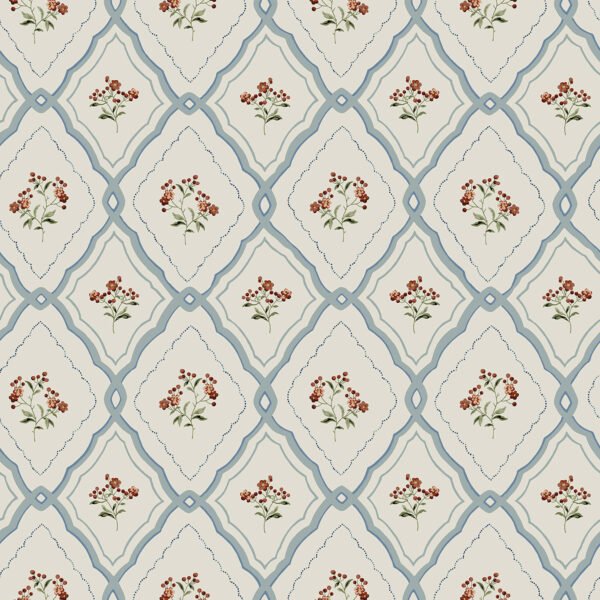 WALLPAPER PINFORD TRELLIS COLOR LIGHT SEA SPLASHES, MATTE FINISH