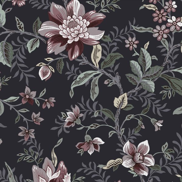 EDITA'S GARDEN WALLPAPER CHARCOAL COLOR, MATTE FINISH