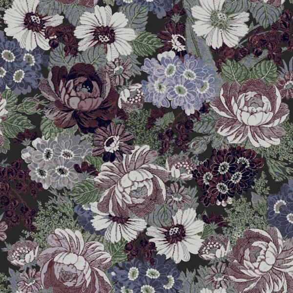 WALLPAPER HONNINGTON PEONIES BLACKBERRY COLOR, MATTE FINISH