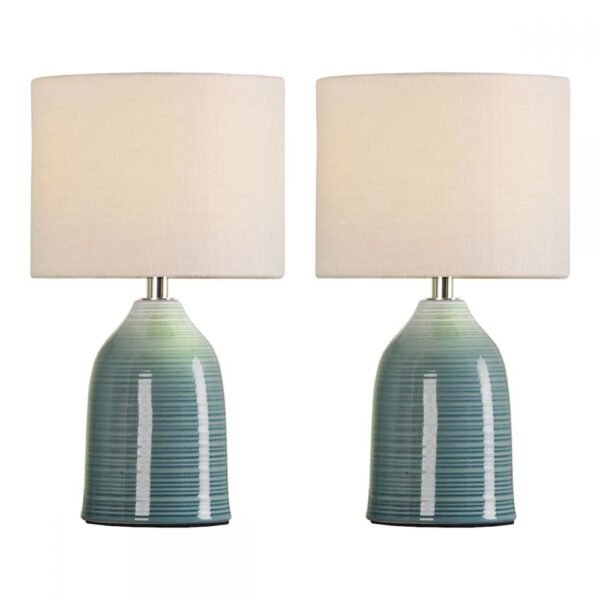 2 Penny table lamps teal blue