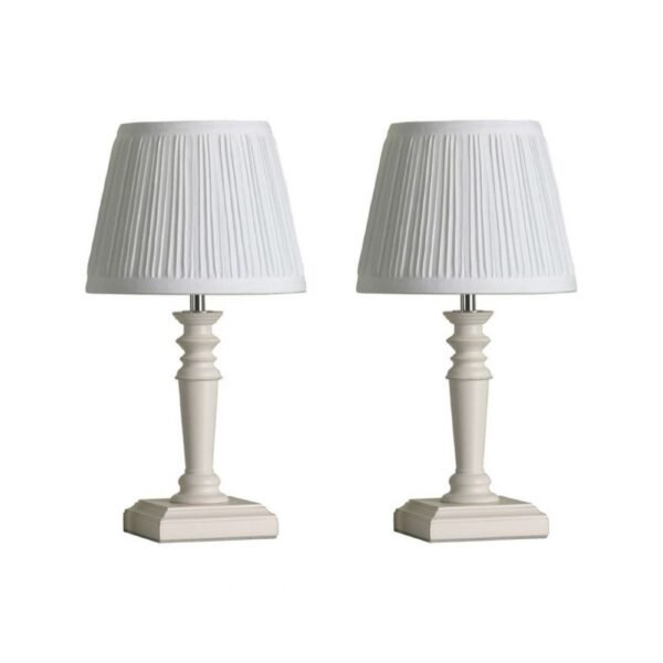 2 matte white tate table lamps