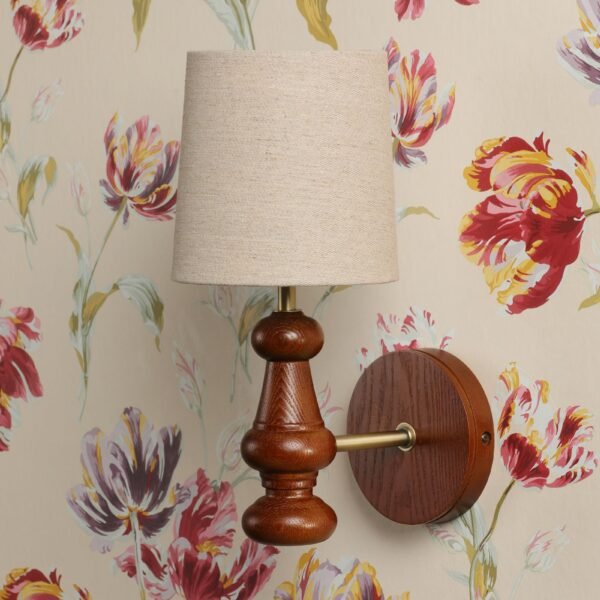 Dark wood and linen wall lamp Millbrook Laura Ashley