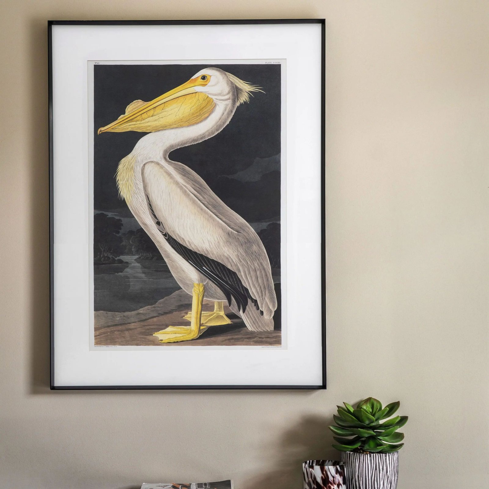 cuadro-enmarcado-pelicano-blanco-60x90-cm