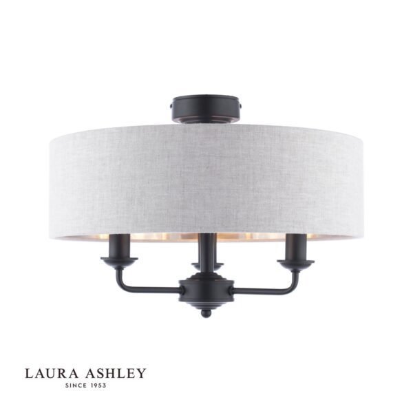 Sorrento ceiling lamp with 3 lights, matte black and natural shade