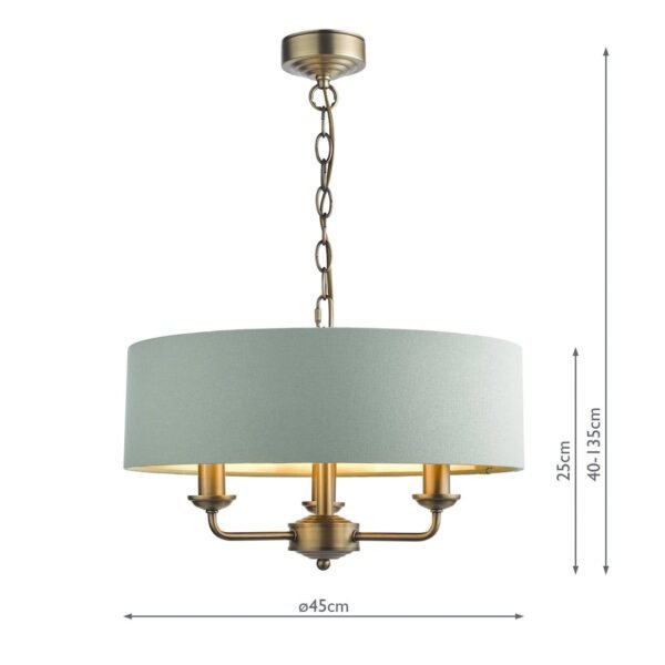 Sorrento ceiling lamp with 3 lights, matte aged bronze color and green shade