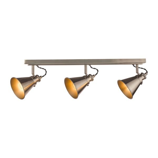 Rufus Rectangular Ceiling Light 3 Spotlights Industrial Nickel