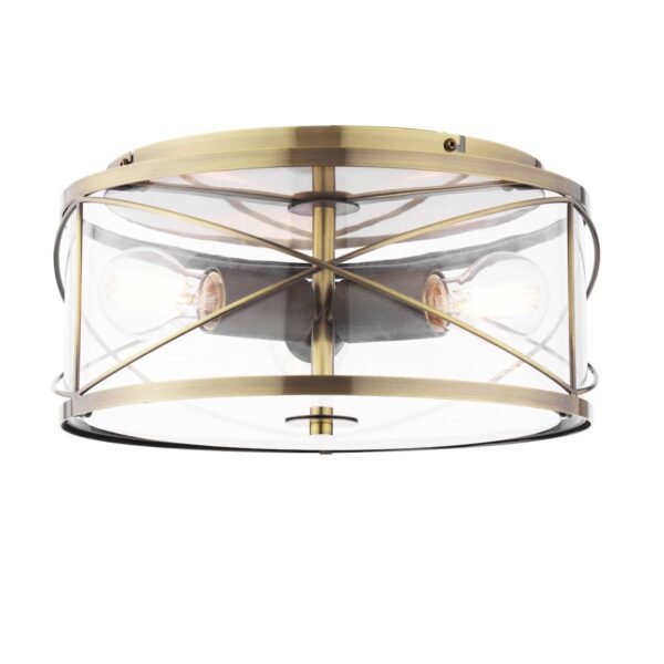 Beckworth x3 antique brass semi ceiling light