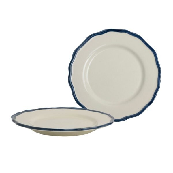 Set 2 Plates 21 cm White Blue