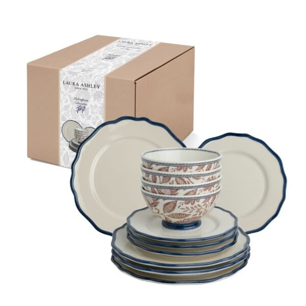 12 Piece Hedingham Earth Blue Dinnerware Set