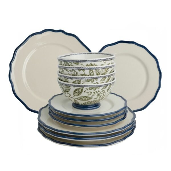 12 Piece Hedingham Blue Green Dinnerware Set