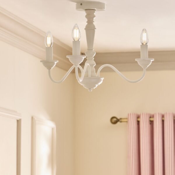 TATE 3 LIGHT SEMI FLUSH MATT PAINTED WHITE